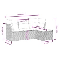 4 Piece Garden Sofa Set with Cushions Black Poly Rattan