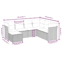 7 Piece Garden Sofa Set with Cushions Black Poly Rattan