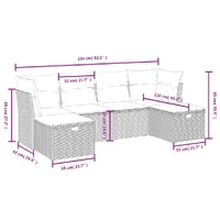 6 Piece Garden Sofa Set with Cushions Black Poly Rattan