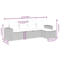 5 Piece Garden Sofa Set with Cushions Black Poly Rattan