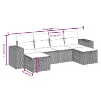 6 Piece Garden Sofa Set with Cushions Black Poly Rattan