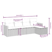5 Piece Garden Sofa Set with Cushions Black Poly Rattan