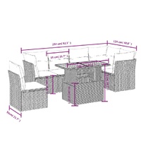 7 Piece Garden Sofa Set with Cushions Grey Poly Rattan