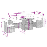 7 Piece Garden Sofa Set with Cushions Beige Poly Rattan