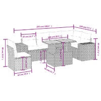 7 Piece Garden Sofa Set with Cushions Beige Poly Rattan