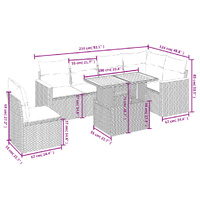 7 Piece Garden Sofa Set with Cushions Beige Poly Rattan