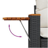 6 Piece Garden Sofa Set with Cushions Black Poly Rattan