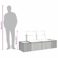 Garden Sofa Black 184 x 62 x 85cm Poly Rattan