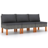 Sofa Poly Rattan and Solid Eucalyptus Wood
