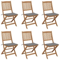 Folding Garden Chairs with Cushions Solid Wood Acacia