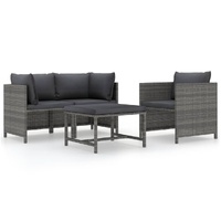 Sectional Sofa with Cushions Poly Rattan