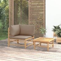 Garden Lounge Set with Cushions Bamboo