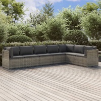 Garden Lounge Set with Cushions Grey Poly Rattan