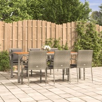 Garden Dining Set with Cushions Poly Rattan