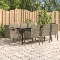 Garden Dining Set with Cushions Poly Rattan