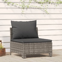 Garden Lounge Set with Cushions Grey Poly Rattan