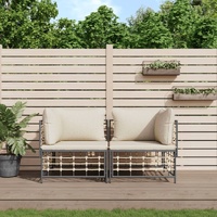 Garden Lounge Set with Cushions Anthracite Poly Rattan
