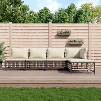 Garden Lounge Set with Cushions Anthracite Poly Rattan