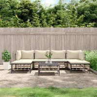 Garden Lounge Set with Cushions Anthracite Poly Rattan