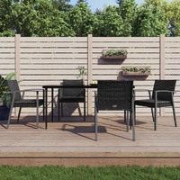 Garden Dining Set with Cushions Poly Rattan and Steel