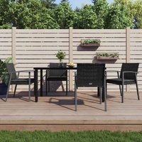 Garden Dining Set with Cushions Poly Rattan and Steel
