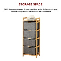 Bamboo Shelf with Storage Hamper – Wooden Organiser with 4 Laundry Bags
