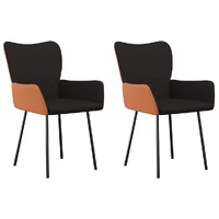 Dining Chairs 2 pcs Black Fabric and Faux Leather