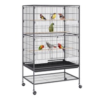 VEVOR Standing Bird Cage, Carbon Steel Flight Bird Cage for Parakeets, Cockatiels, Parrots, Macaw with Rolling Stand and Tray