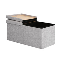 Foldable Storage Ottoman - Flip Lid Side Table Toy Blanket Organiser Seat KIRA