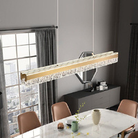 BAMDECOR A122 Nordic Long Dual Linear Dimmable Acrylic Kitchen Dining Table Pendant Light Minimalist Modern Lighting