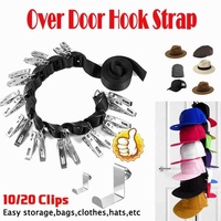Over Door Hat Rack Baseball Cap Holder Storage Strap with Clips Closet Organizer