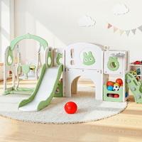 Kids Slide Swing Set Basketball Hoop Ring Football Outdoor Toys