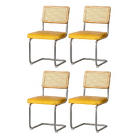 Dining Chairs Set of 4 Velvet Rattan Cantilever