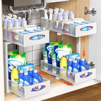 CARLA HOME 2 Pack Under Sink Organizer Pull Out Sliding Cabinet Storage Shelving Unit with Height Adjustable for Kitchen, Bathroom or Laundry Room Sto