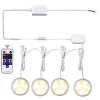 Linkable Under Cabinet LED Lighting 12V Dimmable Puck Lights Hardwired with Wireless RF Remote Control for Kitchen Mood Lighting White