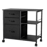 Mobile Metal File Cabinet with 3 Fabric Drawers and 2 Open Shelves