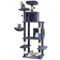 VEVOR Cat Tree 174 cm Cat Tower with Cat Condos Sisal Scratching Post Grey