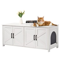 VEVOR Cat Litter Box Enclosure Wooden Litter Box Furniture Hidden 2 Rooms