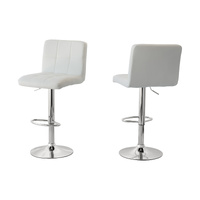 2 Tall Back Paddled Leather Barstools 90-110cm