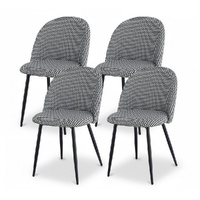 Dining Chairs Linen Solid Curved Houndstooth