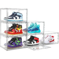 Large Acrylic Shoe Box Storage Side Door Open Stackable Boxes Transparent Clear Display Case