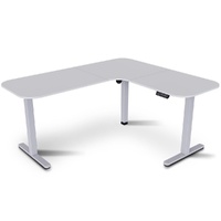 Corner Standing Desk 160 by 140cm 72-118cm Sit to Stand Up Electric Height Adjustable Desktop Silver Frame