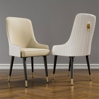 High End Dining Chairs Set 2 Faux Leather Upholstered Kitchen Chairs Lion Head Gold