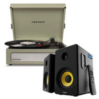 Crosley Voyager Bluetooth Portable Turntable - Bundled HolySmoke Bluetooth Speaker - Black