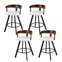 Bar Stools Swivel Kitchen Chairs Metal Legs Bentwood Counter PU White