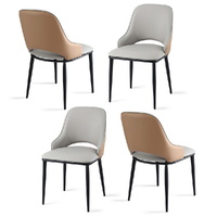 Dining Chairs Hollow PU Leather Kitchen Lounge Cafe Accent Chair Grey