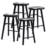 Wooden Bar Stool Dining Chair Pine Wood FRIDA Black