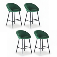 Bar Stools Kitchen Dining Chair Counter Stool Tub Velvet Metal Green