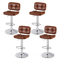 Bar Stools Kitchen Swivel Gas Lift Counter Chair Tuft PU Leather Brown
