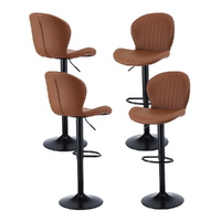Bar Stools Kitchen Swivel Gas Lift Counter Chair Shell Leather Brown